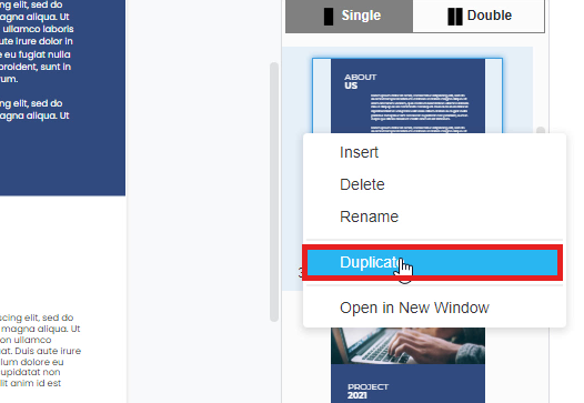 How to Duplicate a Page in your Flip Book Design?