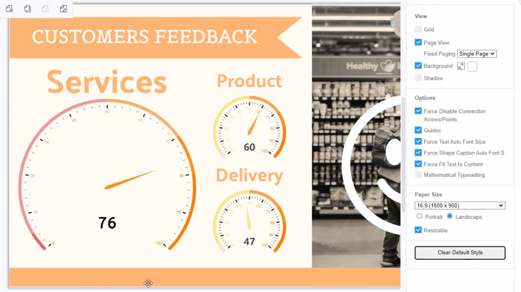 Adjust data title and value on gauge chart