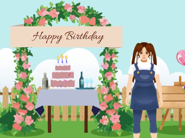 A design example from animation template of an invitation of birthday celebration party and greeting
