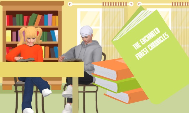 A design example from animation template of school teaching scene for educational use