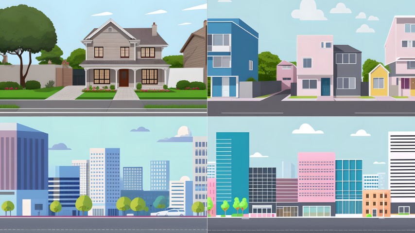 Scene background of city street, images provided by Anifuzion Animation Maker