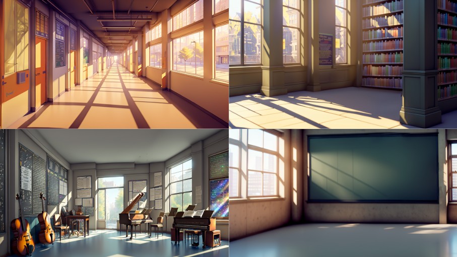 Manga style scene background of school