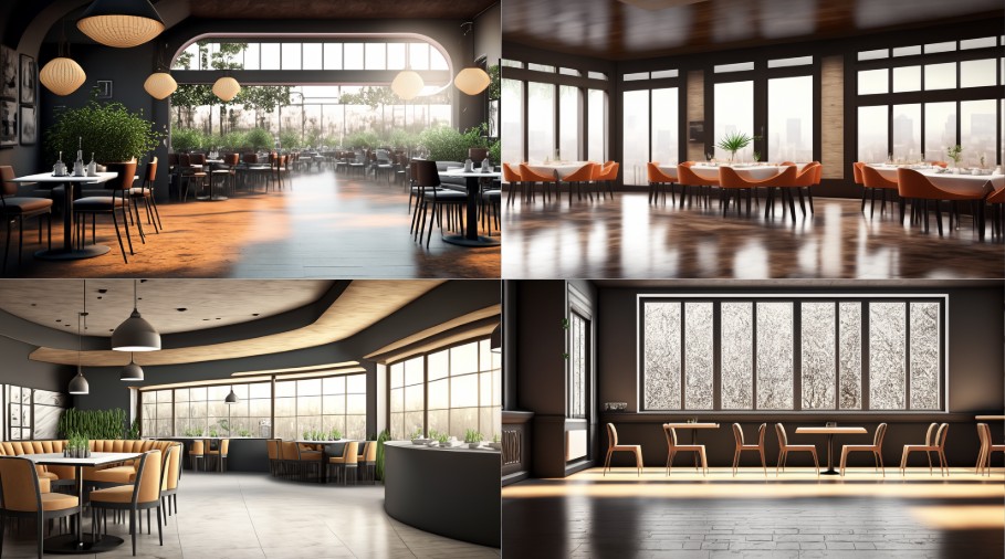 Realistic style scene background of restaurant