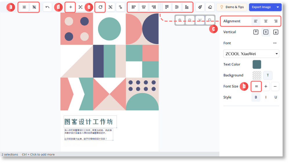 Way to edit the text font and style