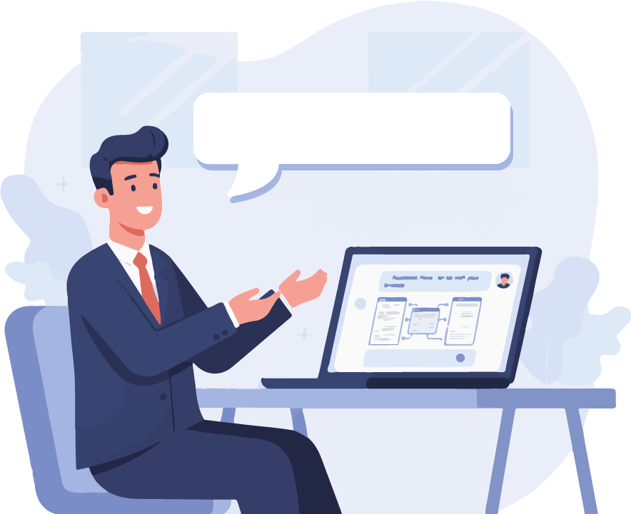 businessman using the AI Chatbot to create diagrams for his company.