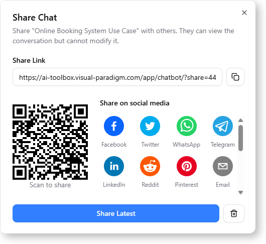 share the chat history of AI Chatbot with others