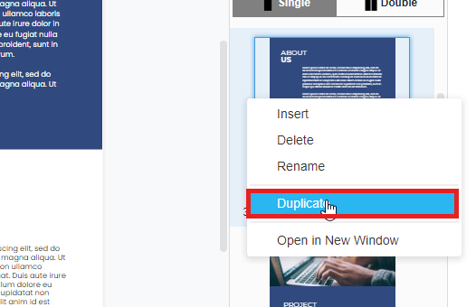 How to Duplicate a Page in your Flip Book Design?