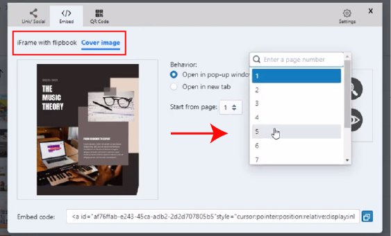 How to Specify the Flipbook Page to Open in Embed Mode