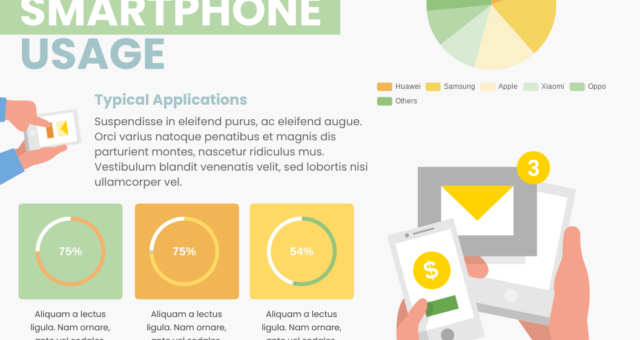 Mobile device usage horizontal Infographic