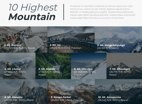 Ten Highest Mountain Infographic