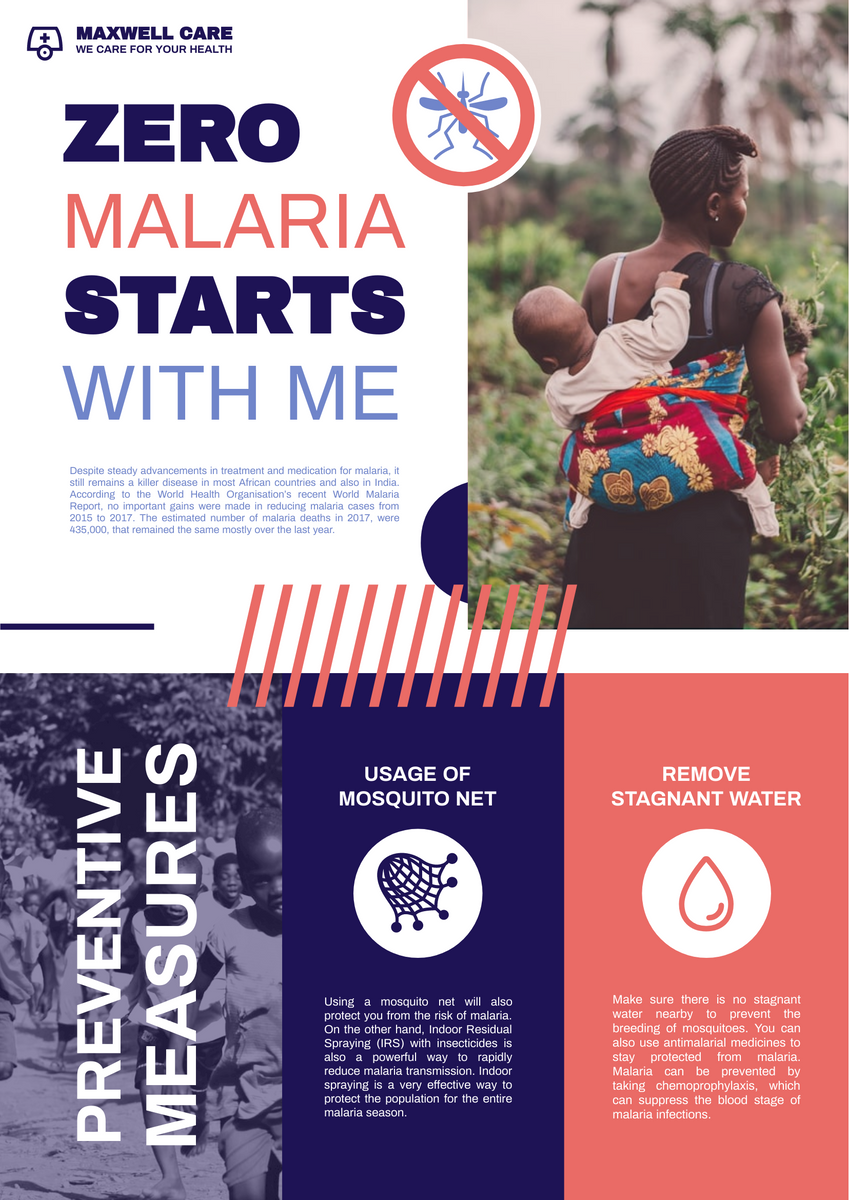 قالب پوستر: پوستر پیشگیری از مالاریا (ایجاد شده توسط سازنده پوستر InfoART)
