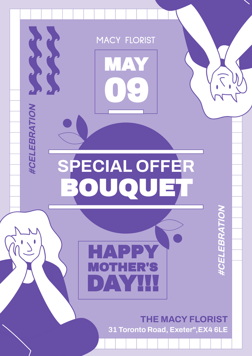 قالب پوستر: پوستر پیشنهاد ویژه دسته گل روز مادر (ایجاد شده توسط سازنده پوستر InfoART)