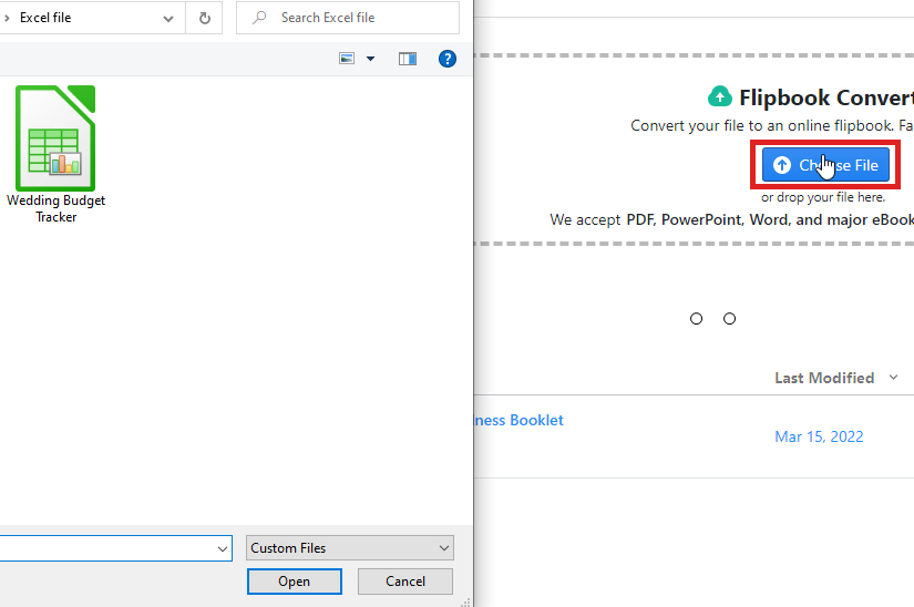 How to upload an Excel file to Become a Flipbook