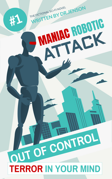 Book Cover template: Sci-fi Maniac Robot Book Cover (Created by Visual Paradigm Online's Book Cover maker)