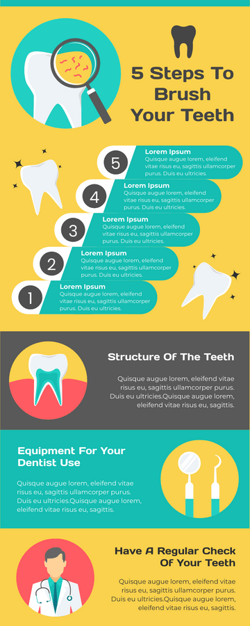 Infographics template: 5 Steps To Brush Your Teeth Infographic (Created by Visual Paradigm Online's Infographics maker)