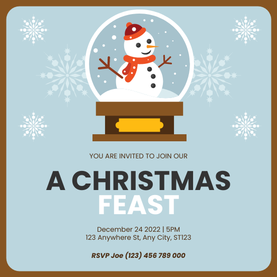 招待状のテンプレート: A Christmas Feast Invitation (Visual Paradigm Online の招待状作成者が作成)