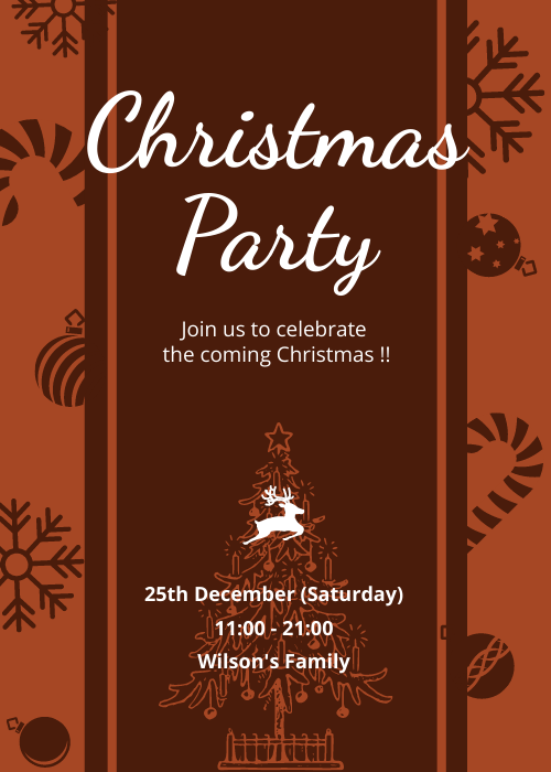 Szablon zaproszenia: Zaproszenie na przyjęcie świąteczne (utworzone przez kreatora zaproszeń Visual Paradigm Online)