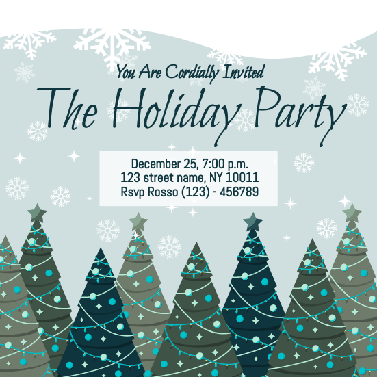 邀請模板：聖誕樹插畫聖誕假期派對邀請（由Visual Paradigm Online的邀請製作者創建）