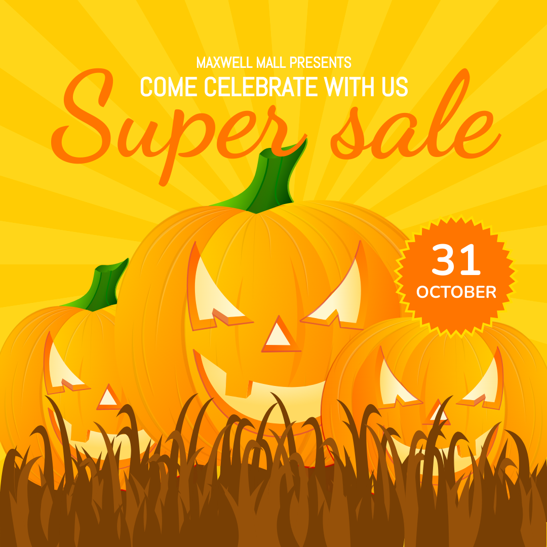 Instagram Post template: Halloween Mall Super Sales Instagram Post (Created by Visual Paradigm Online's Instagram Post maker)