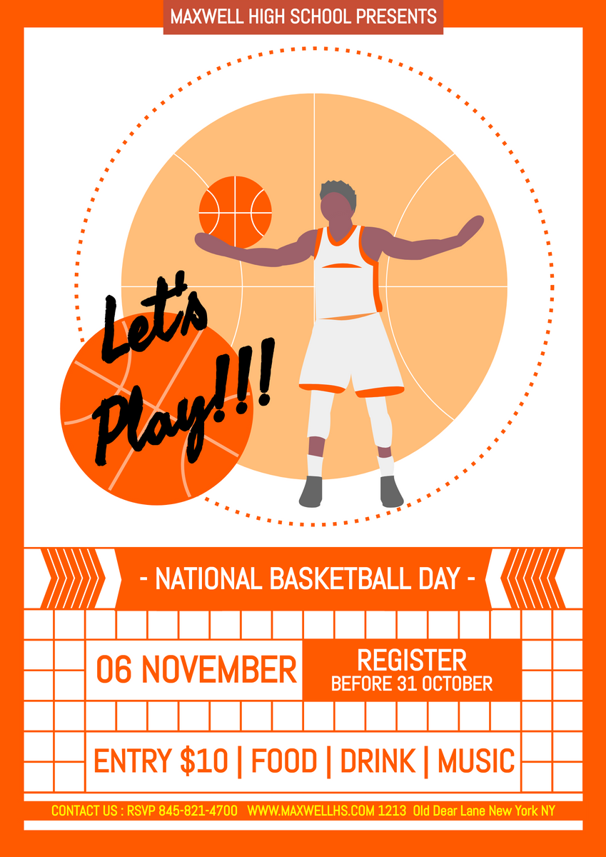 Poster template: National Basketball Day Game Poster (Created by Visual Paradigm Online's Poster maker)