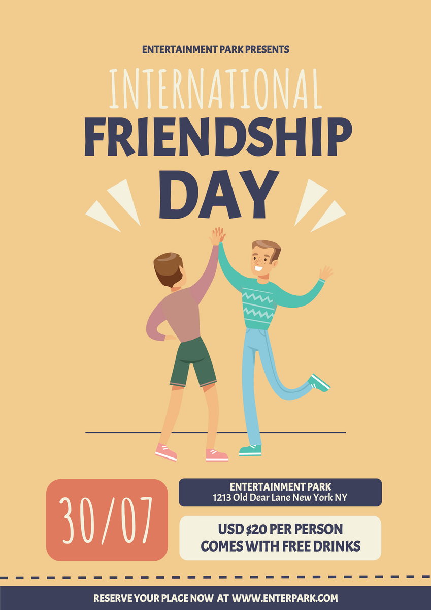 Poster template: Simple Friendship Day Park Poster (Created by Visual Paradigm Online's Poster maker)