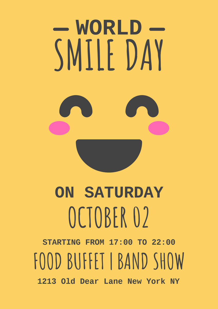 Poster template: Simple World Smile Day Poster (Created by Visual Paradigm Online's Poster maker)