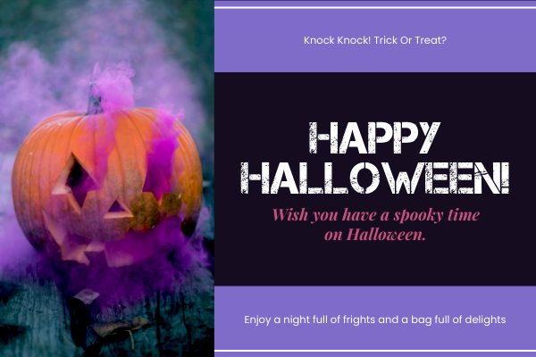 Modelo de cartão de felicitações: cartão de felicitações assustador de Halloween (criado pelo fabricante de cartões de felicitações do Visual Paradigm Online)