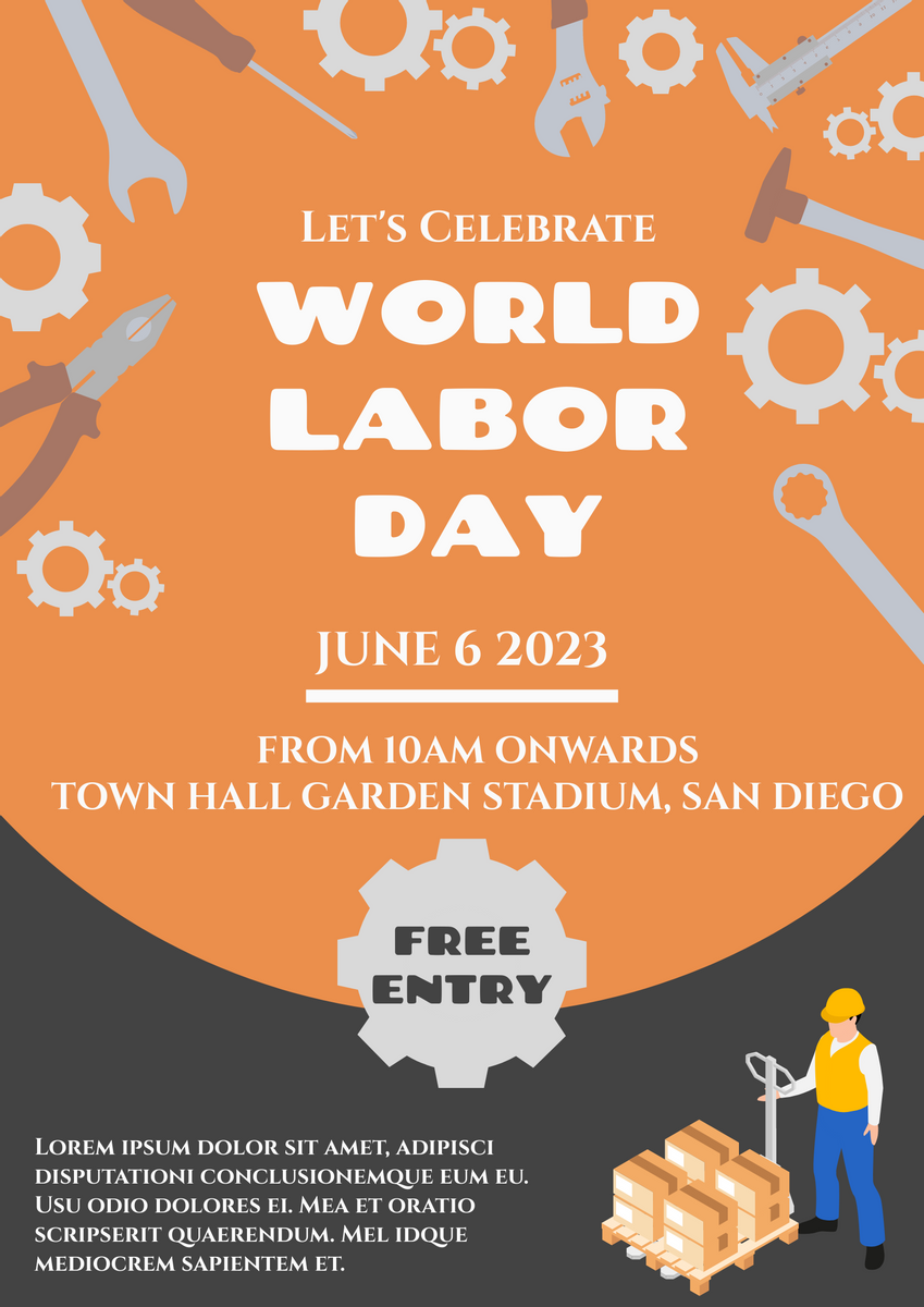 Poster template: World Labor Day Poster With Details (Created by Visual Paradigm Online's Poster maker)