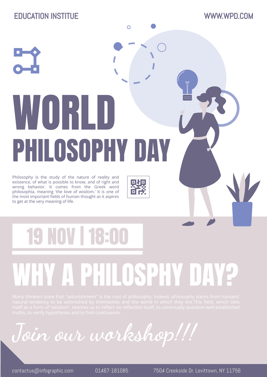 Poster template: World Philosophy Day Workshop Poster (Created by Visual Paradigm Online's Poster maker)