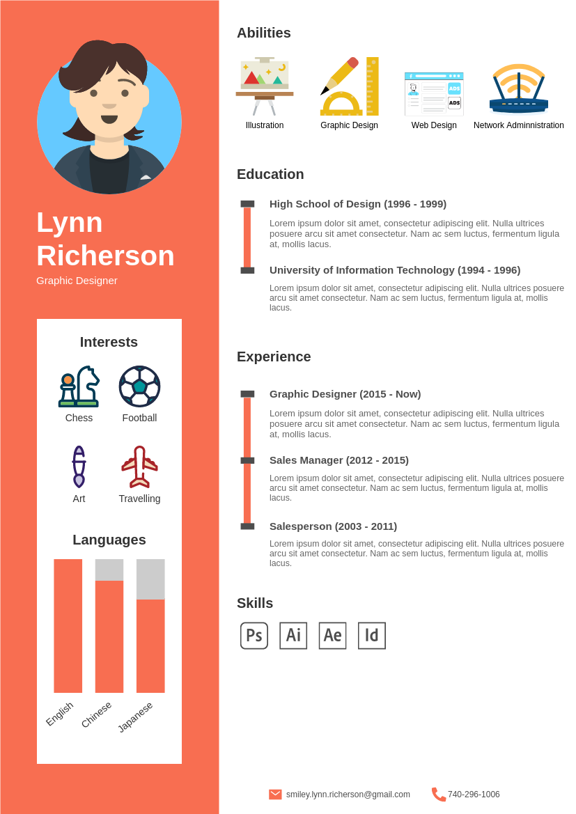 Resume template: Fancy Resume (Created by Visual Paradigm Online's Resume maker)