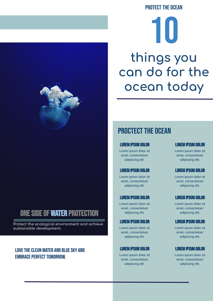 Poster template: Things You Can Do For The Ocean Poster (Created by Visual Paradigm Online's Poster maker)