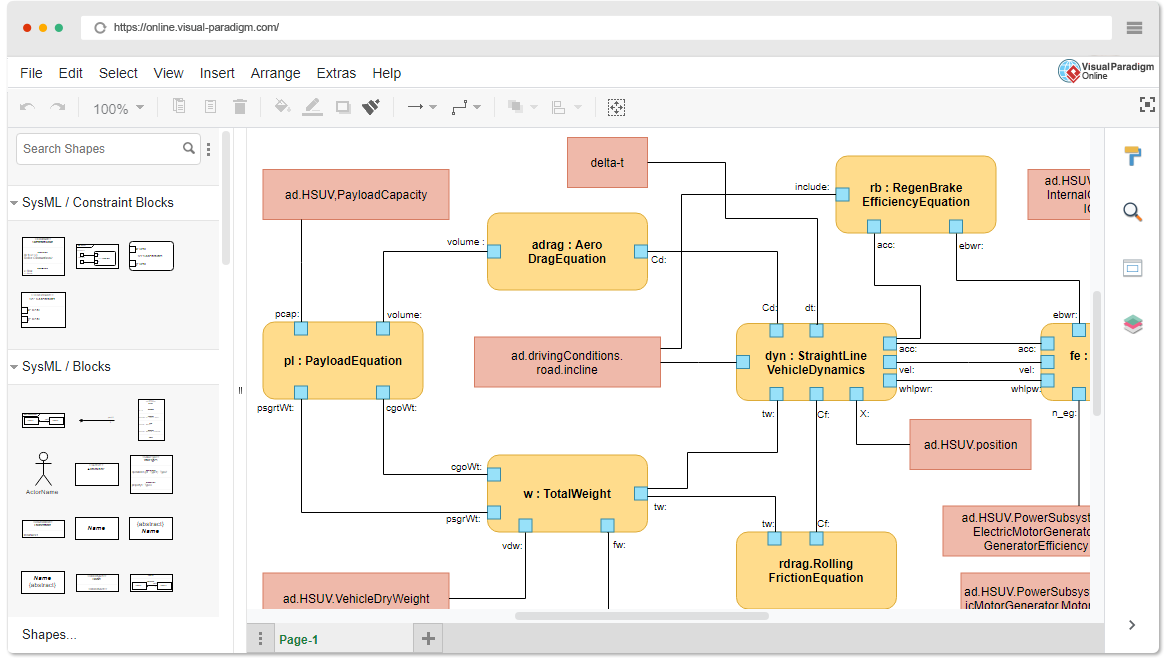 SysML Parametric Diagram Tool