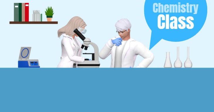 A screenshot from an animation template of chemistry class teaching science