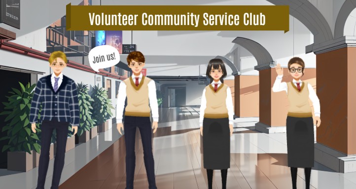 A screenshot from an animation template of promoting volunteer community service club in school