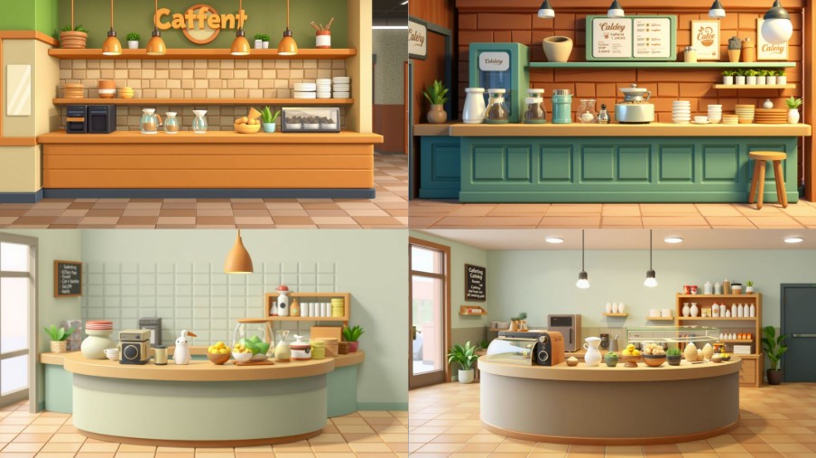 Scene background of 3d cute coffee shop