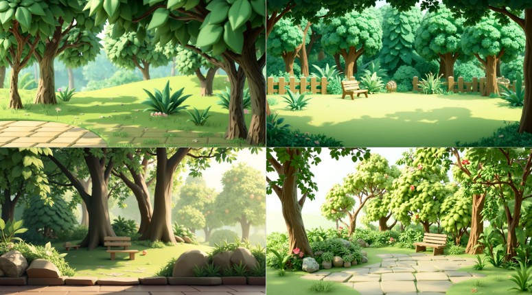 A 3d-style scene background of forest