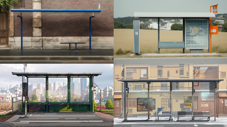 Realistic style scene background of bus station