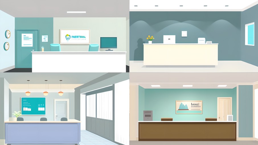 Scene background of cartoon clinic reception