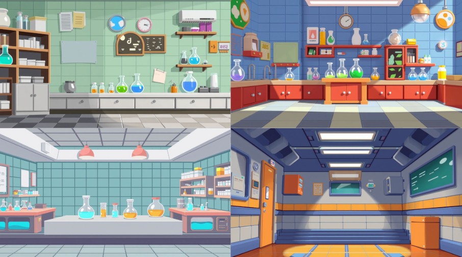 A cartoon style of scene background laboratory