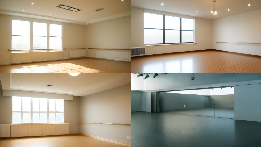 Realistic scene background of dance room