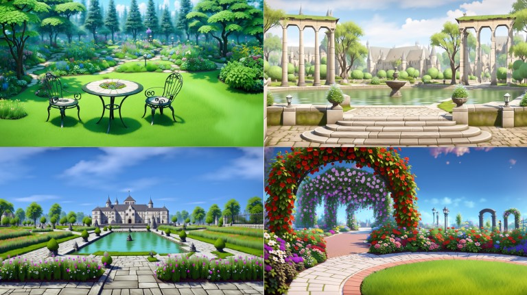 A fantasy scene background of garden