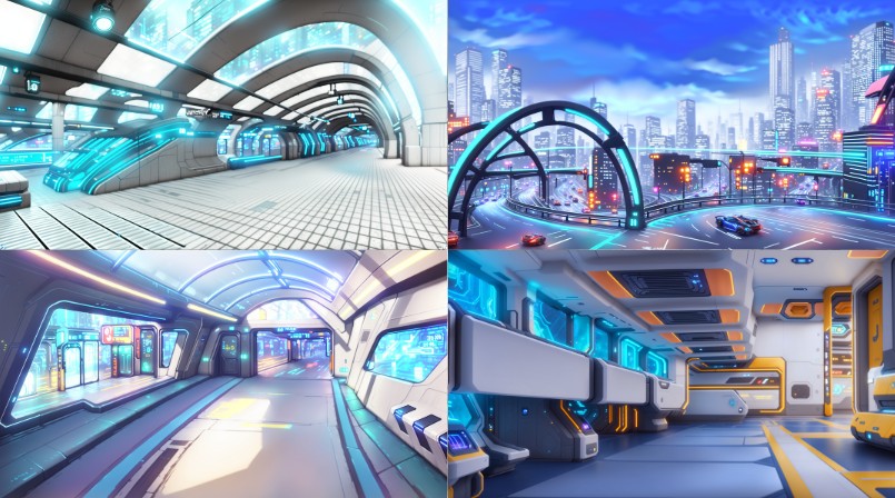 Scene background of futuristic transportation station