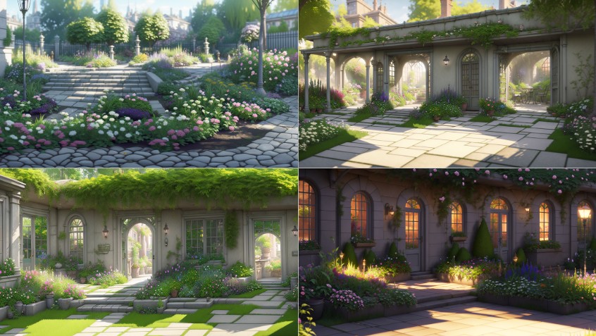 A manga style of scene background garden