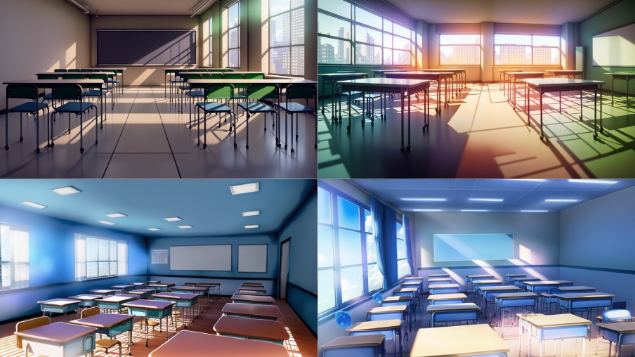 Scene background of manga style classroom