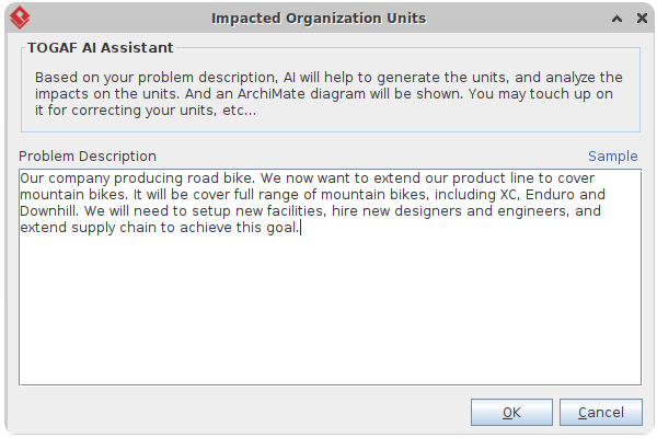 AI transforming text descriptions into structured TOGAF artifacts