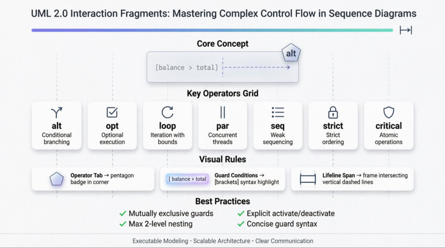 Orchestrating Complex Control Flow: A Comprehensive Case Study on UML 2.0 Interaction Fragments