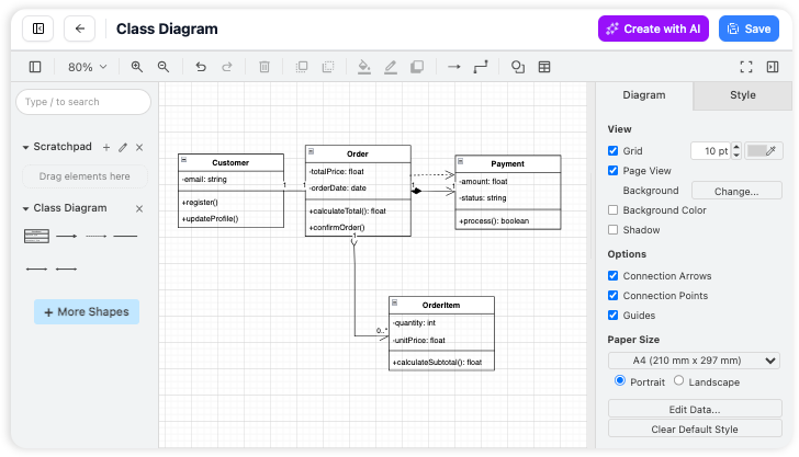 Opendocs built in diagram editor