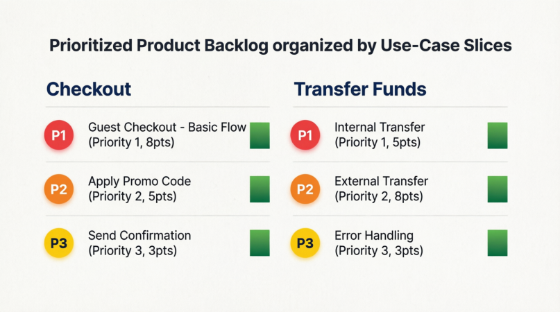 Prioritized Product Backlog Organized by Use-Case Slices