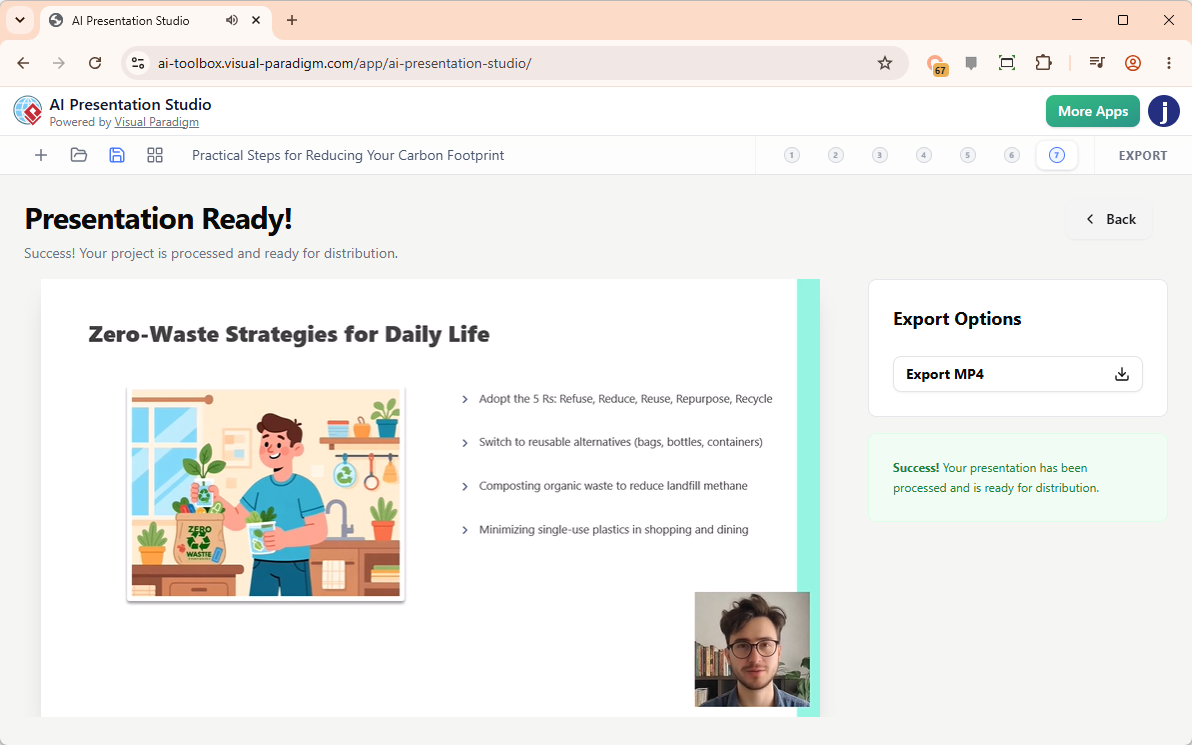 The user interface of AI Powered Presentation Studio