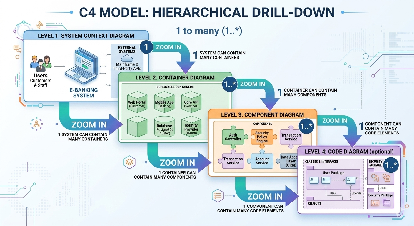 VPasCode Editor: C4 Model - Hierarchical Drill-Down Software Architecture Framework